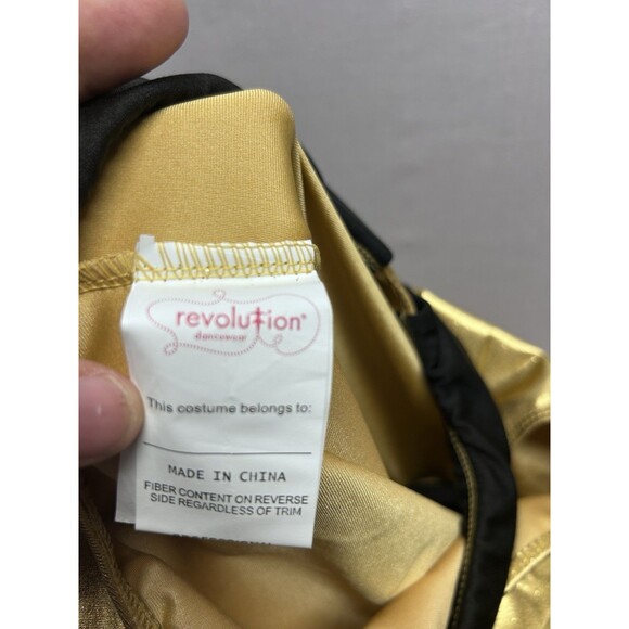 Revolution Dancewear Jazz Costume Black Gold Sequin LEOTARD ONLY Child’s Large - Picture 8 of 9